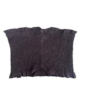 Shein Black Elastic Ruffled Crop Bandeau Size L